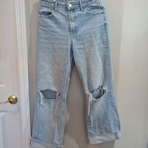 Zara High Rise Baggy Jeans With Holes